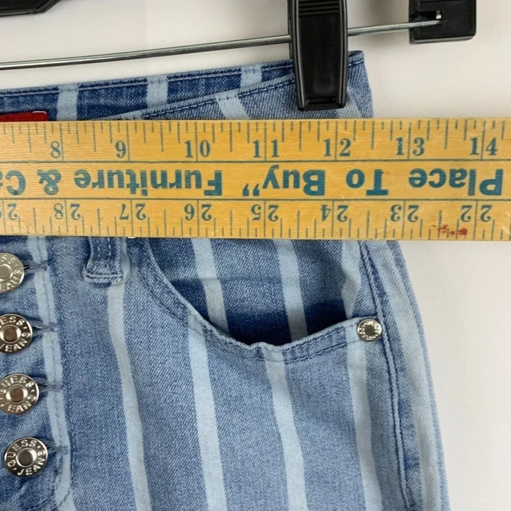 Guess Womens Jeans Striped High Rise Button Fly Skinny 24 Y2K - Picture 4 of 10